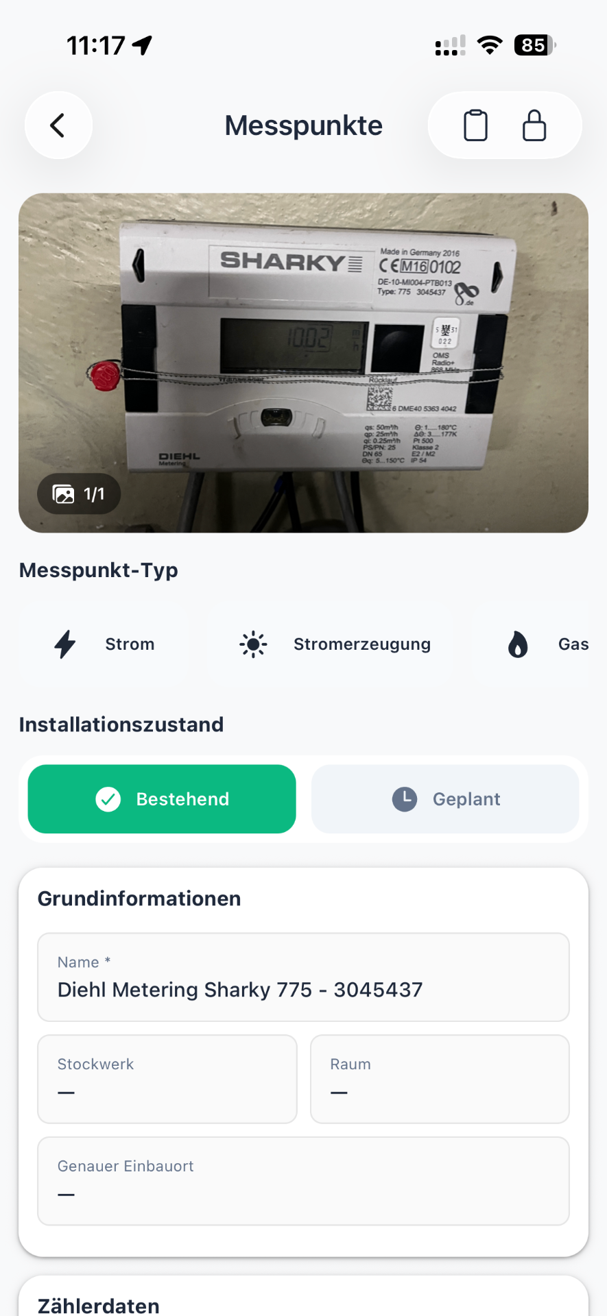 Detailansicht jedes Zählers