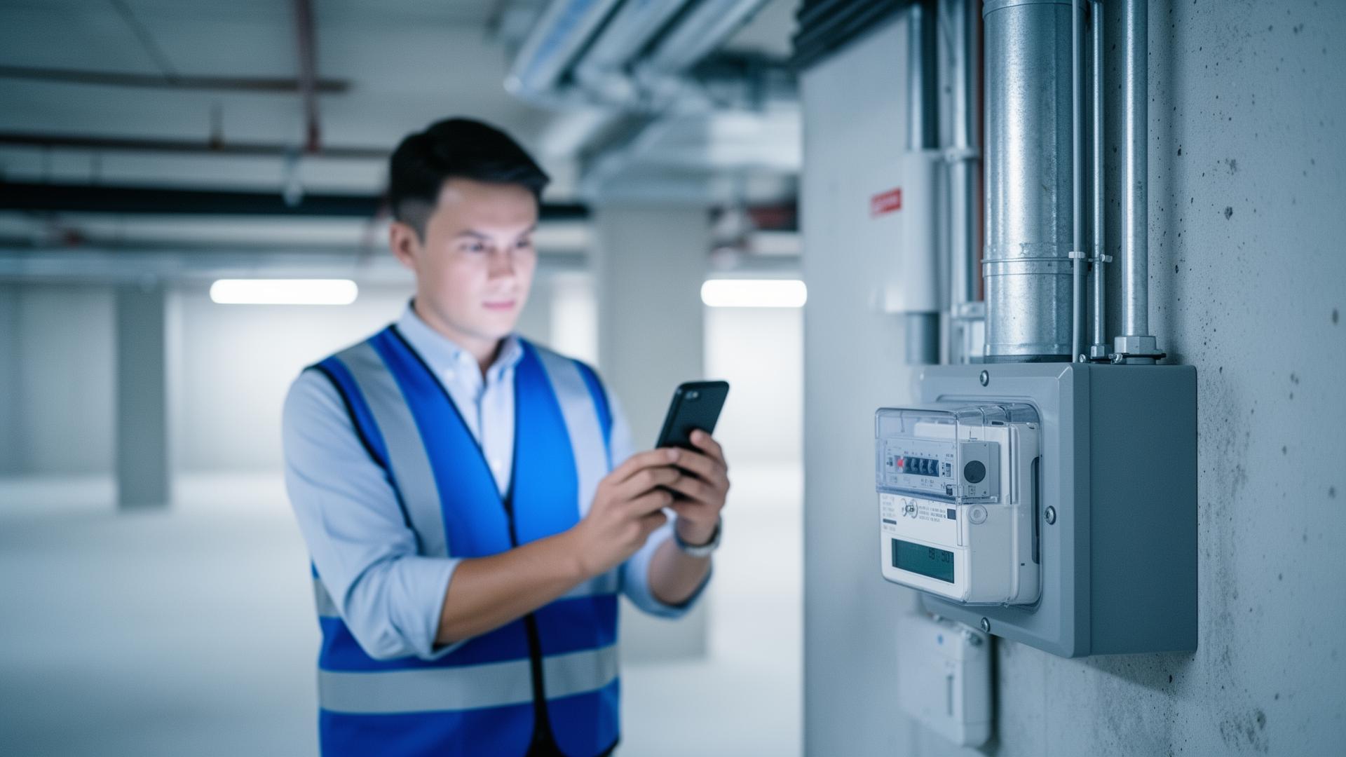 Energieberater erfasst Zähler vor Ort mit der EDM Toolbox Mobile App